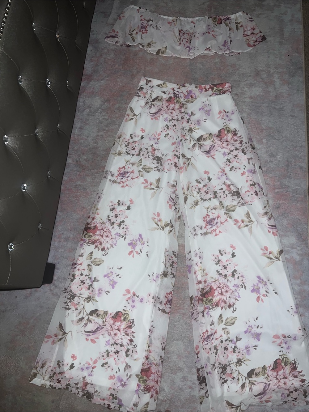 Fashion Nova White Floral Wide-Leg Palazzo Pants